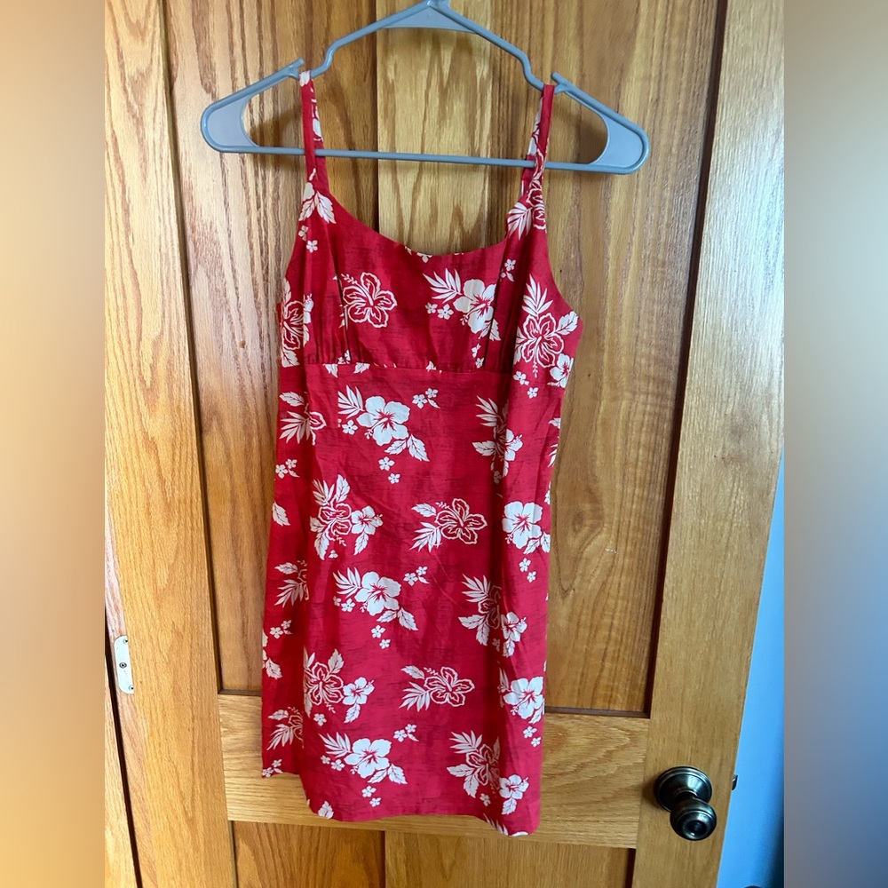 Red mini dress with flowers